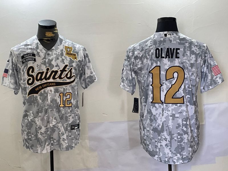 Men New Orleans Saints #12 Olave Nike Arctic Camo 2024 Salute to Service Limited NFL Jersey style 5->new orleans saints->NFL Jersey